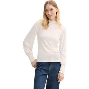 TOM TAILOR Denim T-shirt met lange mouwen voor dames, 10396 - Marble Beige Melange, XL