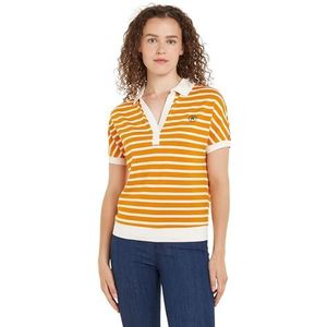 Tommy Hilfiger Dames RLX Lyocell SMD Polo Ss S/S polo's, oranje, S, Bretonse ecru/Rijke oker, S