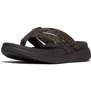 Fitflop F-Mode Go Leopard Webbing Strappy Slippers voor dames, Chocolade Mix, 40 EU