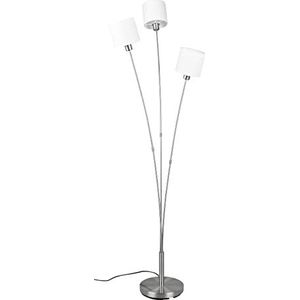 Reality Leuchten staande lamp Tommy R46333901, metaal nikkel mat, stoffen kap wit, exclusief 3x E14