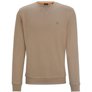 BOSS Westart Relaxed-Fit sweatshirt voor heren, van katoen met logo-applicatie, Open Brown246, XXL