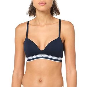 Emporio Armani Stretch Katoen Logoband Gewatteerde Driehoek BH, Marinier, S