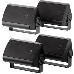 Herdio 4 inch 400 Watt buitenluidsprekers voor buiten en binnen, wandhouder, patio, dek, camper, tuin, terras, restaurant (2 paar/zwart)