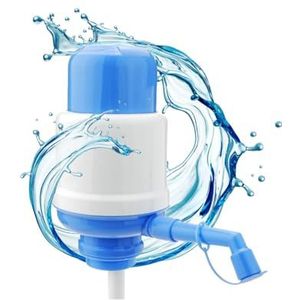 NK Universele Waterdispenser - Handmatige Dispenser voor Karaffen, Flessen, Vaten - Geschikt voor 2,4,6,8,10 en 12L Flessen, met 3,8 en 4,8 cm Adapter - Wit en Blauw