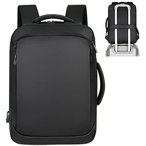 Yanlu Laptop rugzak heren 16,5 inch laptop rugzak zwart met compartiment werkrugzak waterdicht voor school camping reizen outdoor vrije tijd