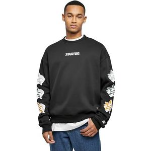 STARTER BLACK LABEL Heren Starter Star Sleeve Crewneck Sweatshirt, zwart, XXL