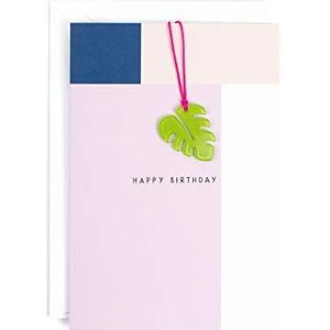 Hotchpotch Happy Birthday Card met Palm Leaf Plastic Ketting