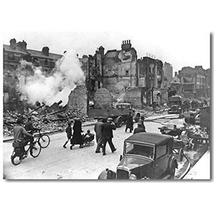 Decoratie: Londen Bombed - antieke foto 35 x 25 cm directe druk