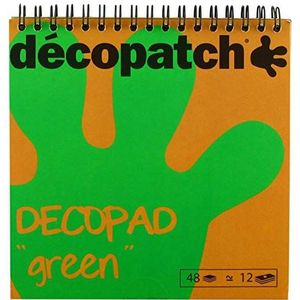 Décopatch - Ref BLOC05O - Decopad - Green Papers - 15cm x 15cm, 48 vellen, 12 patronen, Kleinere Schaal Décopatch Sheets, Geschikt voor Mach, Hout, Metaal, Kunststof & Meer