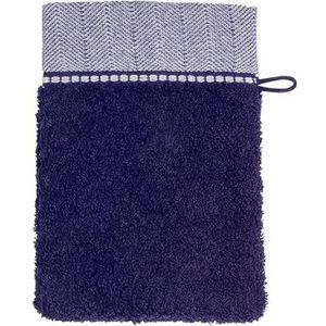 Möve Brooklyn Uni met visgraatrand, washandje, 15 x 20 cm, van 85% katoen, 10% viscose, 5% linnen, deep sea