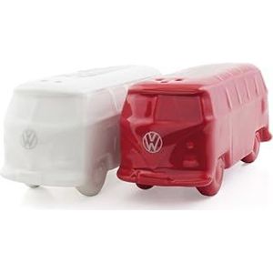 BRISA VW Collection Volkswagen T1 Bus Transporter 3D Zout & Peper Shakers - Wit/Rood
