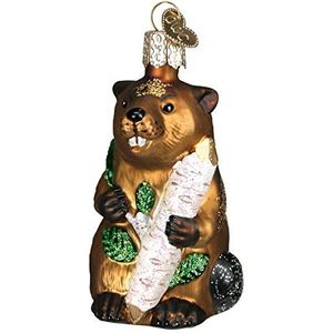 Old World Christmas 12194 wilde dieren dieren glas geblazen ornamenten voor kerstboom Eager bever bruin