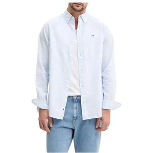 TOMMY JEANS TJM REG Linen Blend LS Shirt EXT L/S Shirt Heren, Blauw (Sweet Blue), XS, Blauw (Sweet Blue), XS
