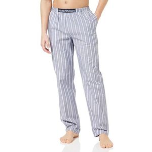 Emporio Armani Yarn Dyed Woven Pajama Sweatpants voor heren, Blue Irregular Stripe, M