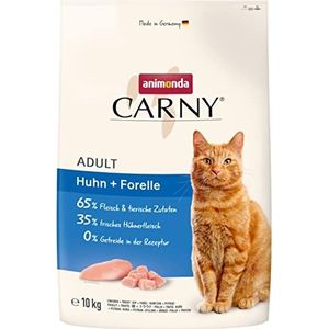 animonda Carny Kattenvoer voor volwassenen, droogvoer voor katten, suikervrij en zonder granen, met kip + forel, 1 x 10 kg