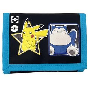 CyP Brands-Pokémon Portemonnee, Zwart, Pikachu, Squirtle, Charmander, Bulbasaur, officieel product, Zwart, Estandar