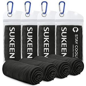 Sukeen 4 stuks koelhanddoek (40 x 12 inch), ijshanddoek, zachte ademende koude handdoek, microvezel handdoek voor yoga, sport, hardlopen, sportschool, training, kamperen