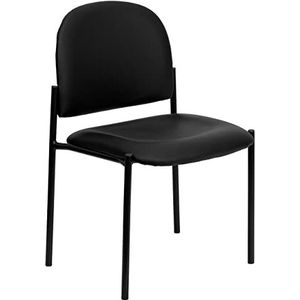 Flash Furniture Comfort stapelbare stalen zijstoel voor ontvangst, vinyl, zwart, 66.040000000000006 x 49,53 x 19,05 cm