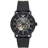 Emporio Armani Multifunctioneel Zwart Leren Horloge