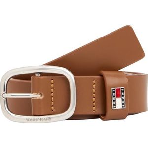 TOMMY JEANS - TJW OVAL 3.0 - Leren Riem - Cognac - Ovale Eenvoudig Pin Sluiting