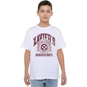 mandarin creative ltd X-Men Professor Xaviers Athletic Dept Rood Unisex Kids T-shirt, wit, 12-13 jaar, Wit, 12-13 jaar