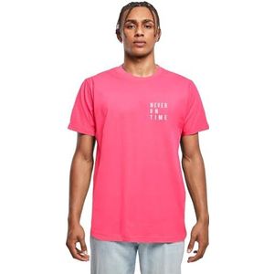 Mister Tee Dames T-shirt Ladies Never On Time, T-shirt met grafische print voor vrouwen, katoen, maten XS - 5XL, Roze hibiscus., XL