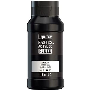 Liquitex 8870417 Basics Fluid acrylverf met vloeiende consistentie, sneldrogend, lichtecht, waterbestendig, op waterbasis, 118 ml fles - Marszwart