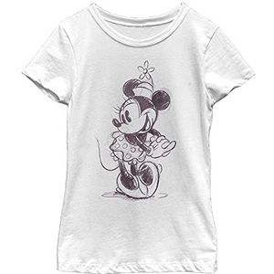 Disney Characters Sketchy Minnie Girl's Solid Crew Tee, wit, XS, Weiß, XS