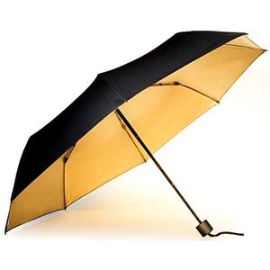 Suck UK Zwarte en gouden winddichte paraplu | reisparaplu | Lichtgewicht compacte paraplu | Opvouwbare paraplu | Handmatige telescoop paraplu | Sterke paraplu | Handtas Essentials