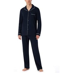 Schiesser Heren pyjama lange pyjamaset, donkerblauw, 48