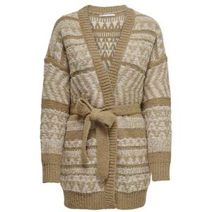 ONLY Women ONLMONOLISA Life L/S Cardigan KNT Sweater, tannin/patroon:W. Birch, L (3-pack)