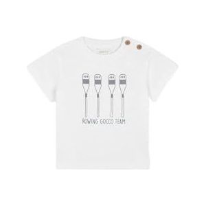Gocco T-shirt met korte mouwen en rem-opdruk, uniseks, baby, Gebroken wit, 12 Maanden