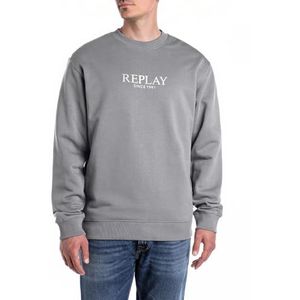 Replay Heren regular fit sweatshirt van katoen, 214 Dim Grey, L