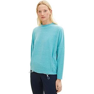 TOM TAILOR Dames Sweatshirt met zakken 1034128, 30561 - Teal Blue Melange, S