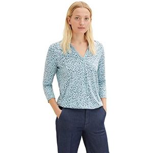 TOM TAILOR Dames Poloshirt met lange mouwen 1034519, 30927 - Tourmaline Dot Design, S