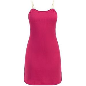 NALLY Dames mini-jurk van ribgebreide jurk, roze, XL/XXL