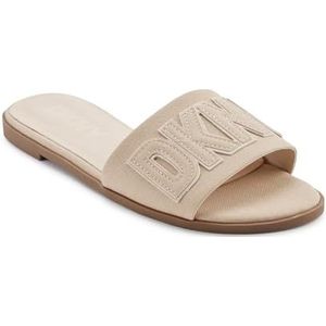 DKNY Willow Flat Slide Sandaal met logo voor dames, Hennep, 38 EU