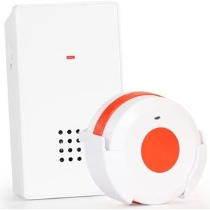 Heidemann HX Smart SOS 70915 Draadloze ontvanger + noodzenderset, noodzender voor verzorging, signaal naar mobiele telefoon, uitbreidbaar, draadloze bel voor verzorging, HX huisdeurbel, wit