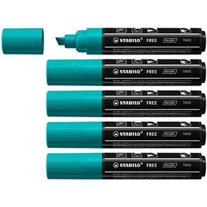Acrylmarker - STABILO FREE Acrylic - T800C Beitelpunt 4-10mm - 5 stuks - turquoise groen
