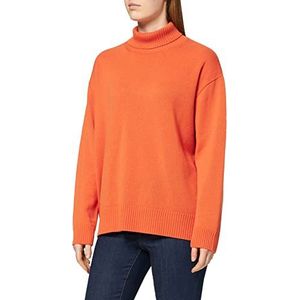 Maerz Dames rolkraag Merino extra fijne pullover, papaya bloesem, losse pasvorm