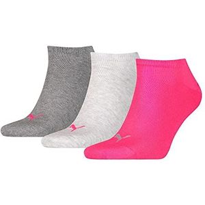 Puma Unisex sportsokken, verpakking van 3, Middle Grey Melange / Pink, 35/38