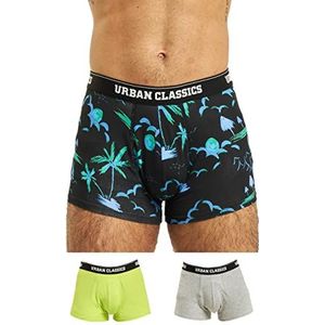 Urban Classics Heren boxershorts Snowman Christmas Boxer, 3-pack kerstonderbroeken voor mannen, maten S - 5XL, Island Aop+lime+grijs, M