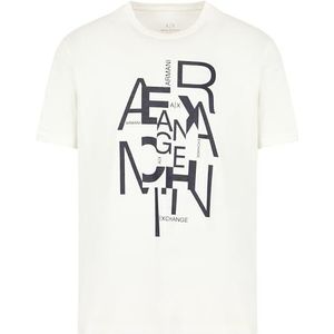 Armani Exchange Heren Regular Fit Pima Cotton Large Logo Tee, Off White, S, off-white, S