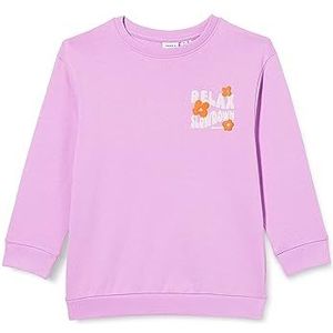 NAME IT Nkflinje Ls Boxy Long Sweat Unb sweatshirt voor meisjes, Violet Tulle, 122/128 cm