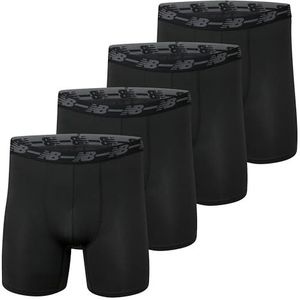 New Balance Men's 5"" Performance No Fly Boxer Brief Underwear (4 Pack), Black/Black/Black/Black, XX-Large