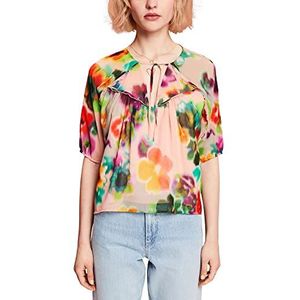 ESPRIT Collection Chiffon blouse met bloemenprint, koraalrood, XS