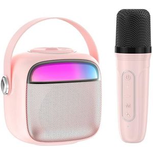 PTHTECHUS Karaoke-machine kindermicrofoonset, speelgoed, draagbare bluetooth-luidspreker, microfoon karaoke-machines voor het opladen, elektronisch speelgoed, roze