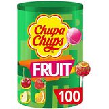 Chupa Chups Fruit Lutscher-doos, praktische doos met 100 lolly's in 4 fruitige smaken appel, aardbeien, oranje en kers, 100 x 12 g