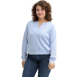 TOM TAILOR Dames plussize sweatshirt met V-hals, 11270 - Kentucky Blue, 46 Grote maten