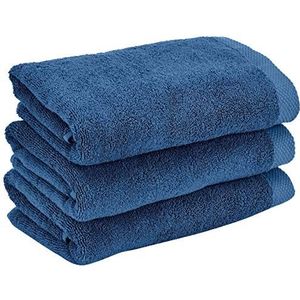 Heckett Lane Bath Hand Towel, 100% Cotton, Jeans Blue, 50 x 100 Cm, 3.0 Pieces